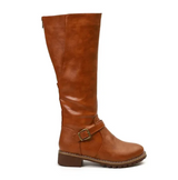 Women's Knee-High Boots Side Zipper Buckle Strap Low Heel – Going Out