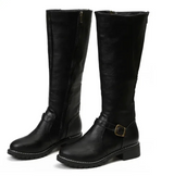 Women's Knee-High Boots Side Zipper Buckle Strap Low Heel – Going Out