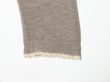 Women's Knit Cardigan Crew Neck Long Sleeve Button Front Lace Trim - Casual