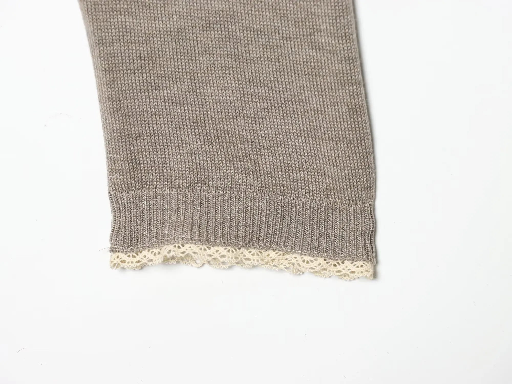 Women's Knit Cardigan Crew Neck Long Sleeve Button Front Lace Trim - Casual
