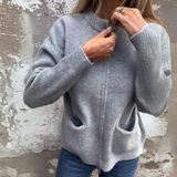 Women's Knit Cardigan Long Sleeve High Collar Zip Front – Daytime Gathering