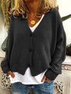 Women's Knit Cardigan Long Sleeve Ribbed Cuffs Button Front – Brunch Outing