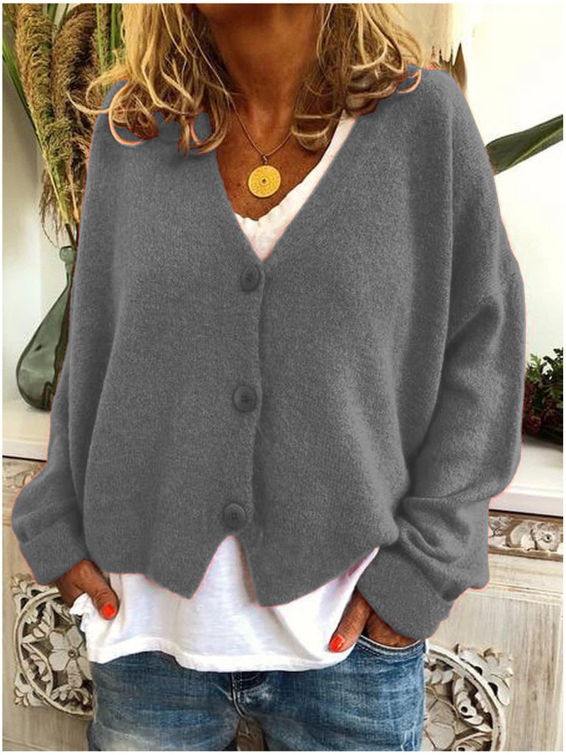 Women's Knit Cardigan Long Sleeve Ribbed Cuffs Button Front – Brunch Outing
