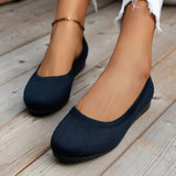 Women's Knit Shoes Round Toe Low Heel – Daily Wear Travel