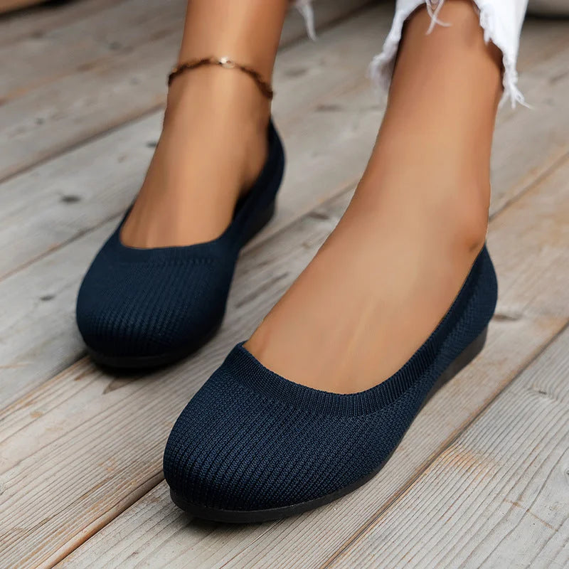 Women's Knit Shoes Round Toe Low Heel – Daily Wear Travel