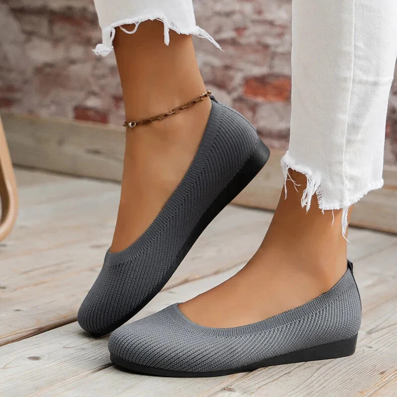 Women's Knit Shoes Round Toe Low Heel – Daily Wear Travel
