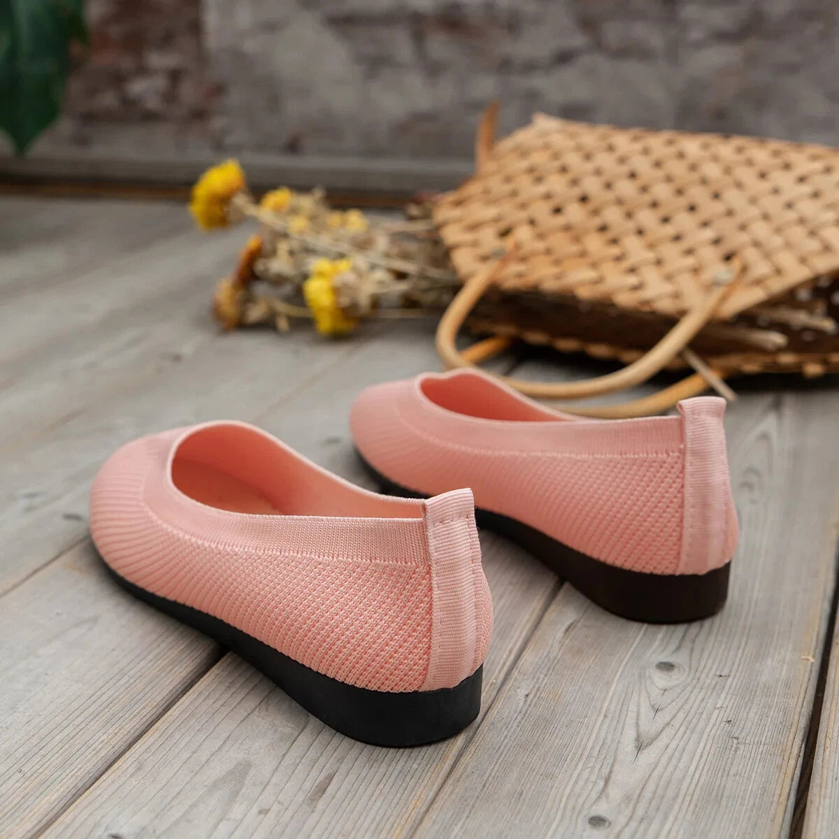 Women's Knit Shoes Round Toe Low Heel – Daily Wear Travel
