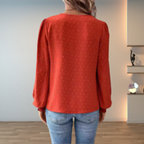 Women's Lace Blouse Long Sleeve V Neck – Night Out