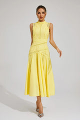 Women's Lace Midi Dress A-Line Sleeveless High Neck – Garden Party