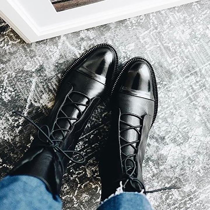 Women's Lace Up Ankle Boots Rounded Cap Toe – Seasonal Everyday Style