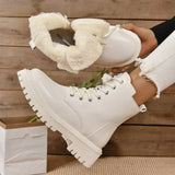Women's Lace-Up Ankle Boots Side Zipper Lug Sole – Autumn Day Trip