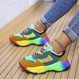 Women's Lace-Up Sneakers Round Toe Thick Sole – Casual