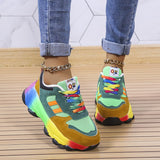 Women's Lace-Up Sneakers Round Toe Thick Sole – Casual