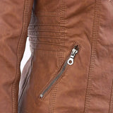 Women’s Leather Jacket Hooded Zip Front Panel Stitching – Weekend Road Trips