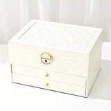 Women's Leather Jewelry Box Multi Layer Drawers Ring Slots – Dresser Setup