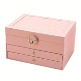 Women's Leather Jewelry Box Multi Layer Drawers Ring Slots – Dresser Setup