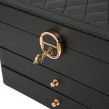 Women's Leather Jewelry Box Multi Layer Drawers Ring Slots – Dresser Setup