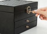 Women's Leather Jewelry Box Multi Layer Drawers Ring Slots – Dresser Setup
