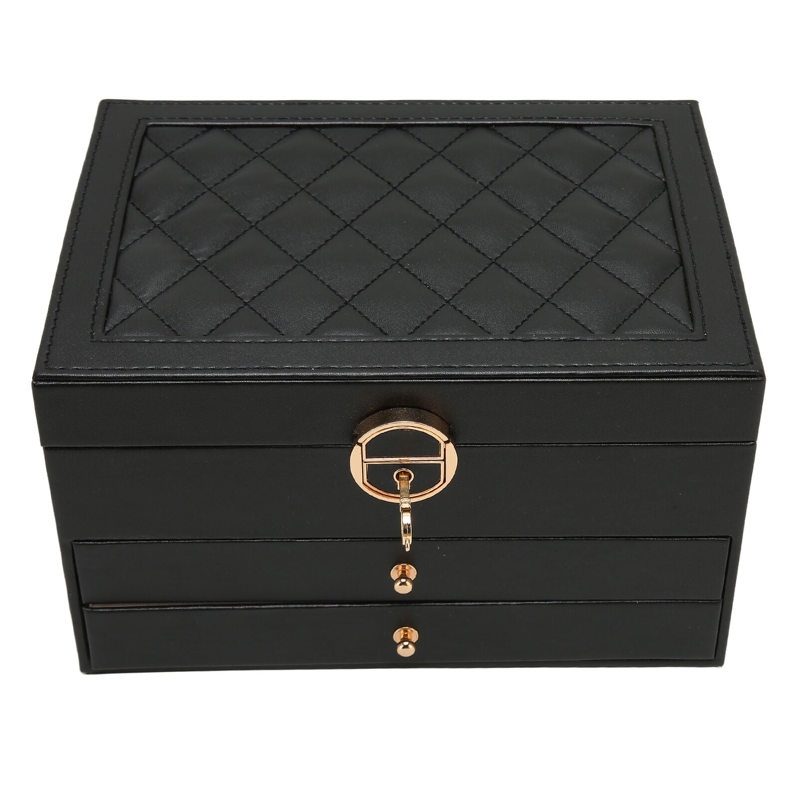 Women's Leather Jewelry Box Multi Layer Drawers Ring Slots – Dresser Setup