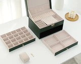 Women's Leather Jewelry Box Multi Layer Drawers Ring Slots – Dresser Setup