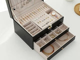 Women's Leather Jewelry Box Multi Layer Drawers Ring Slots – Dresser Setup