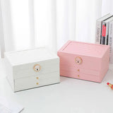 Women's Leather Jewelry Box Multi Layer Drawers Ring Slots – Dresser Setup