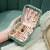 Women's Leather Jewelry Box Square Zip Around Ring Slots – Vanity Case