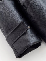 Women's Leather Look Jacket Stand Collar Zip Front Drawstring Waist – Going Out