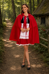 Women's Little Red Riding Hood Costume Cloak Apron – Halloween Storybook Event