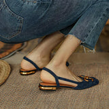 Women's Loafer Heels Square Toe Block Slingback Buckle – Modern Workwear Style