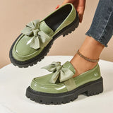 Women’s Loafers Bow Accent Stitched Toe Platform Lug Sole – Museum Visits