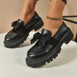 Women’s Loafers Bow Accent Stitched Toe Platform Lug Sole – Museum Visits