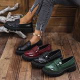 Women’s Loafers Embossed Vamp Strap Lug Sole – Office Mornings