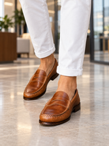 Women’s Loafers Penny Strap Moc Toe Stitched Edge Low Heel – Office Meetings