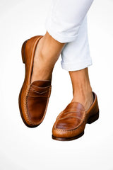 Women’s Loafers Penny Strap Moc Toe Stitched Edge Low Heel – Office Meetings