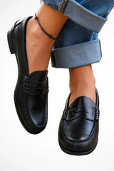 Women’s Loafers Penny Strap Moc Toe Stitched Edge Low Heel – Office Meetings
