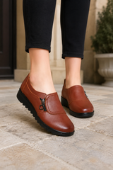 Women’s Loafers Side Zipper Rounded Toe Ridged Sole – Morning Errands