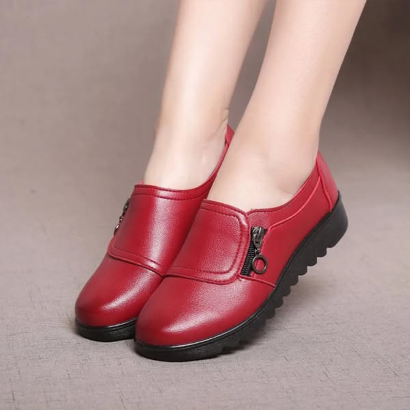 Women’s Loafers Side Zipper Rounded Toe Ridged Sole – Morning Errands