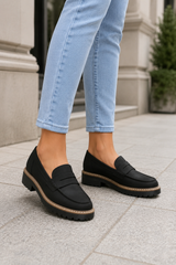 Women’s Loafers Slip-On Vamp Strap Lug Sole – Museum Visit