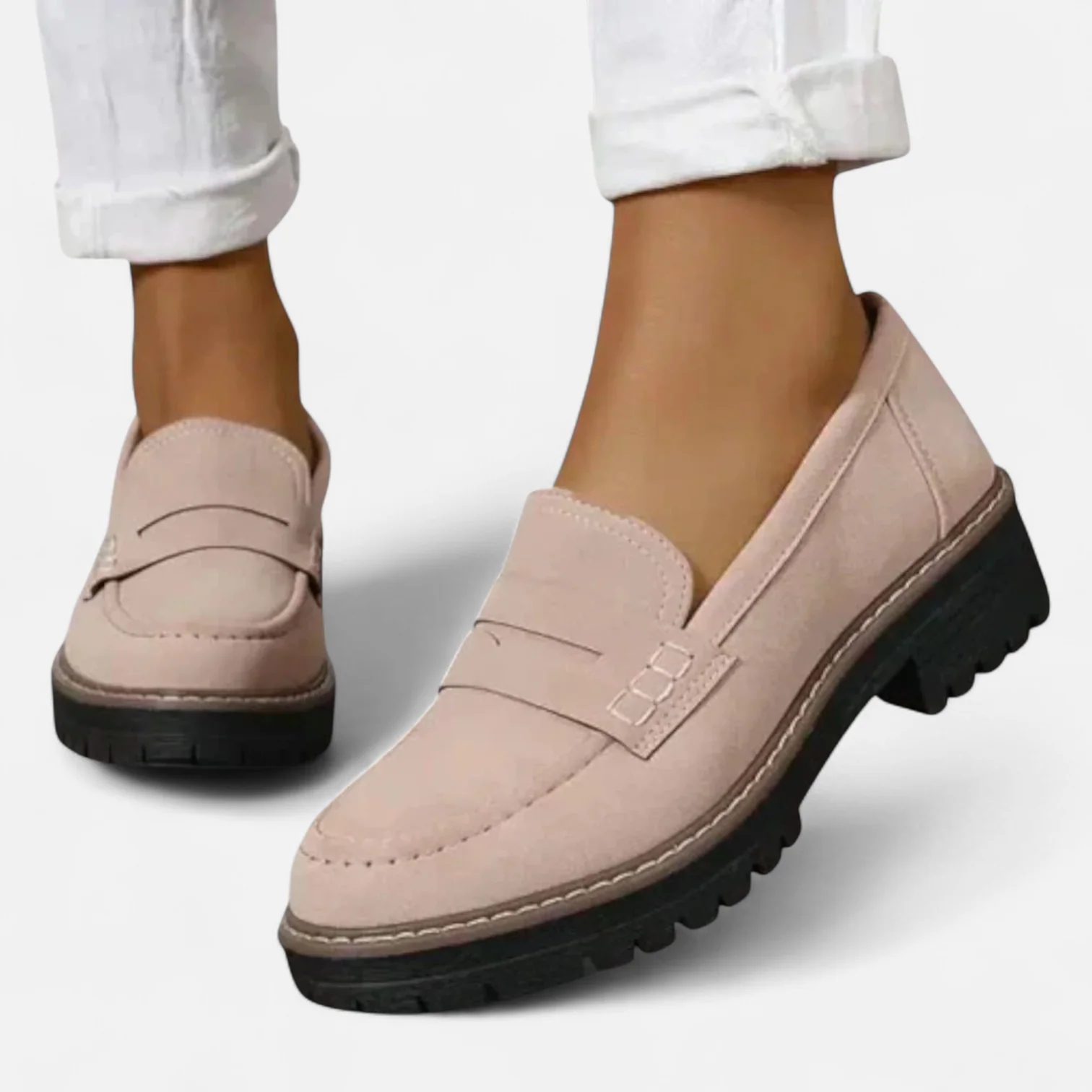 Women’s Loafers Slip-On Vamp Strap Lug Sole – Museum Visit