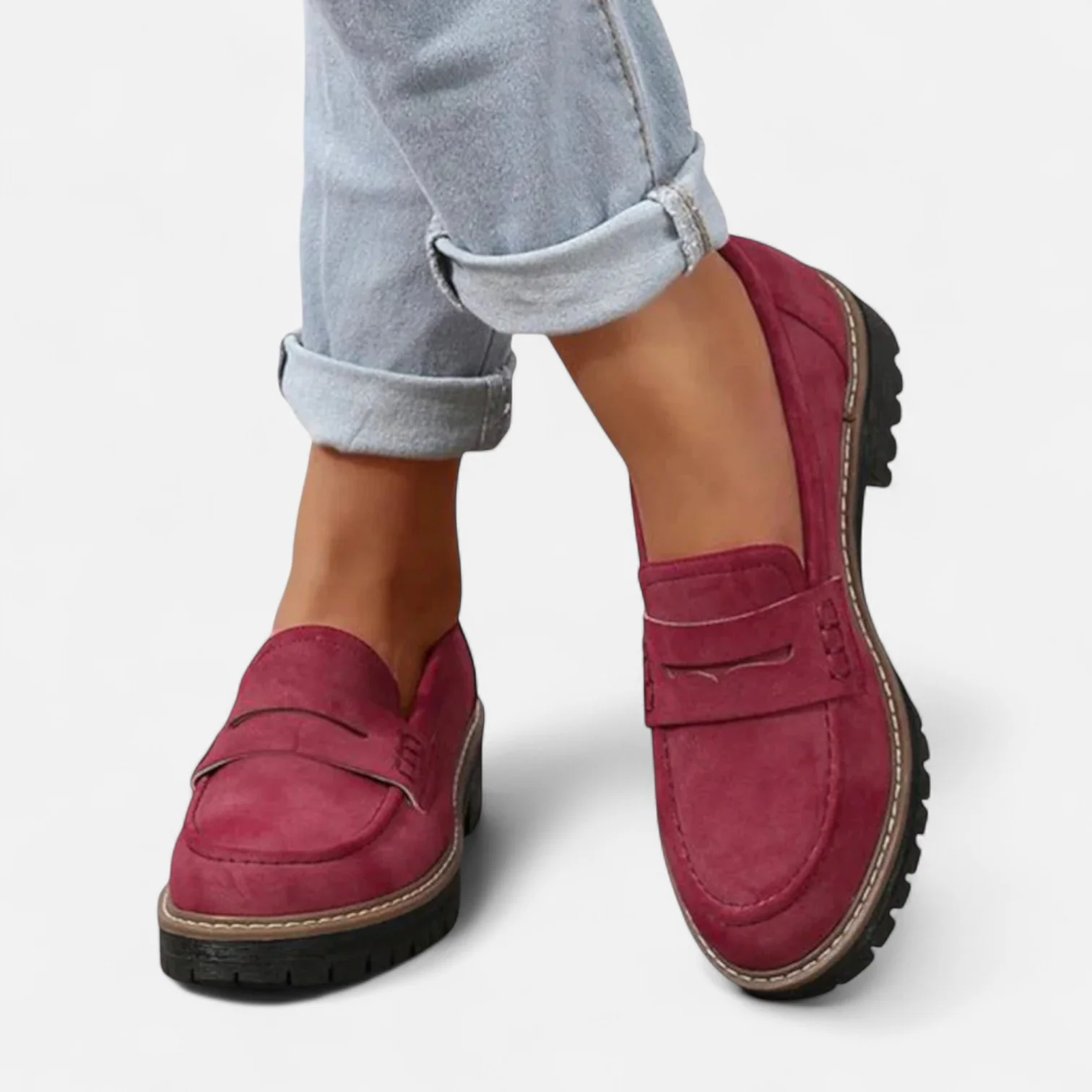 Women’s Loafers Slip-On Vamp Strap Lug Sole – Museum Visit