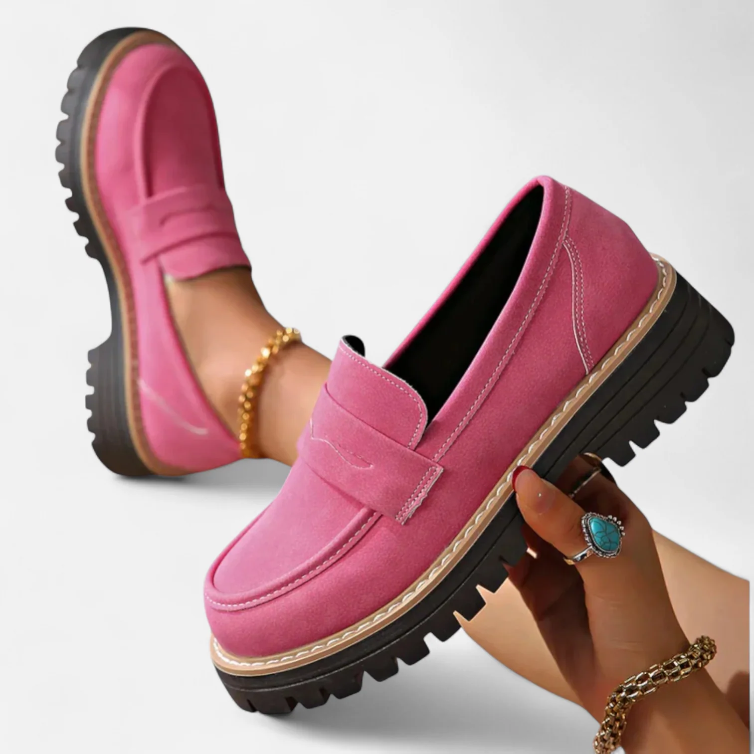 Women’s Loafers Slip-On Vamp Strap Lug Sole – Museum Visit