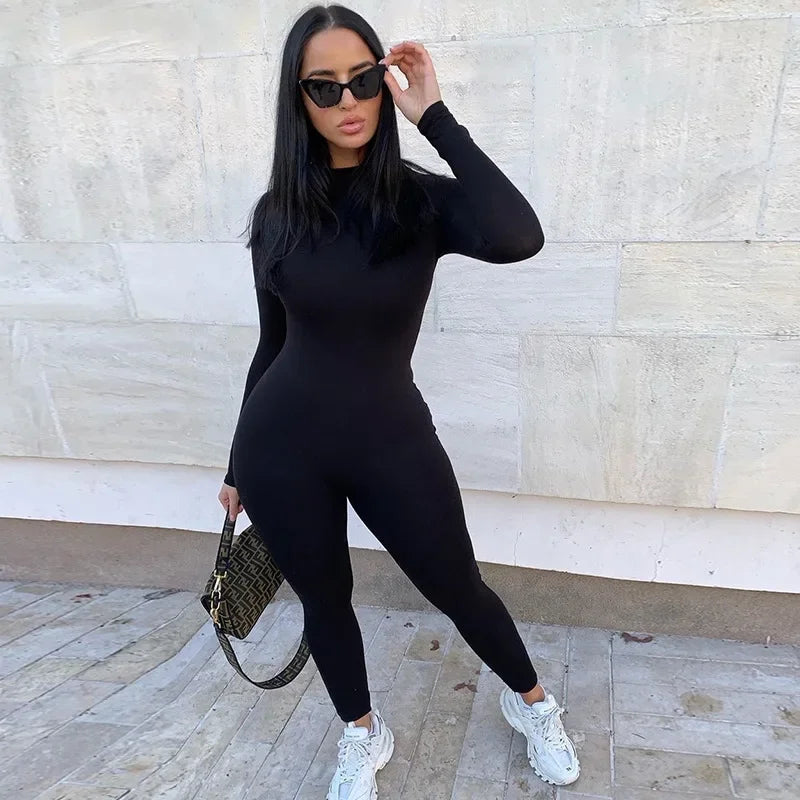 Women's Long Sleeve High Neck One Piece Jumpsuit – Daywear