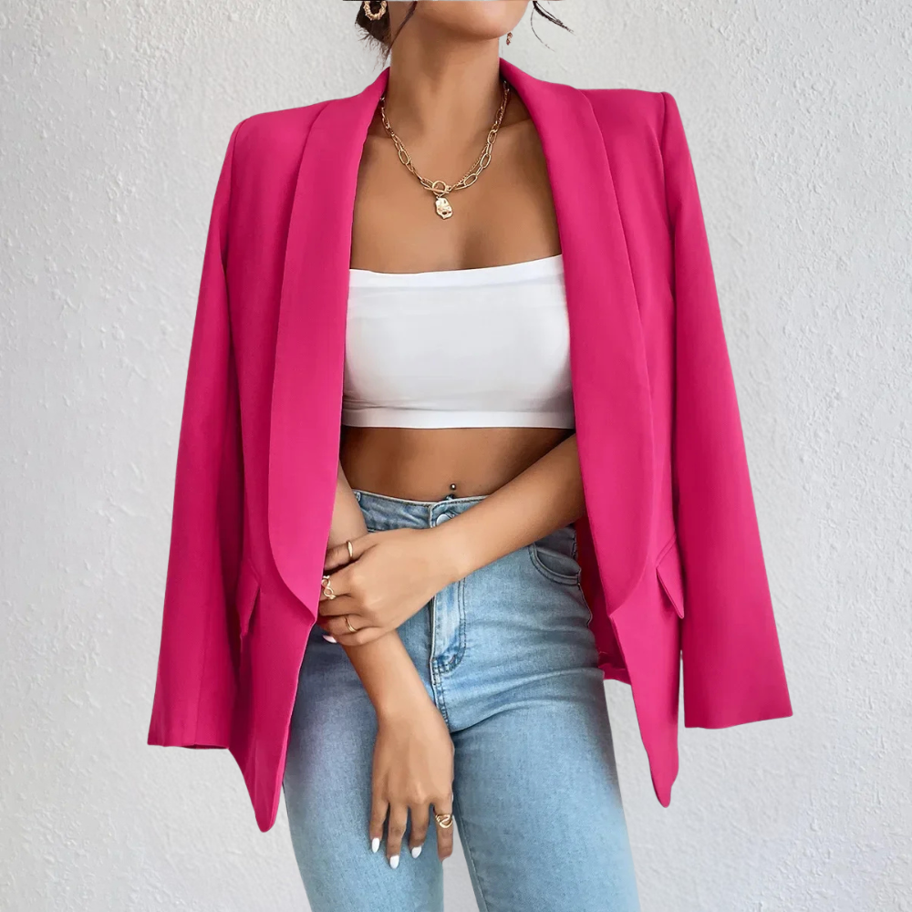 Women's Longline Blazer Open Front Long Sleeve - Work Office