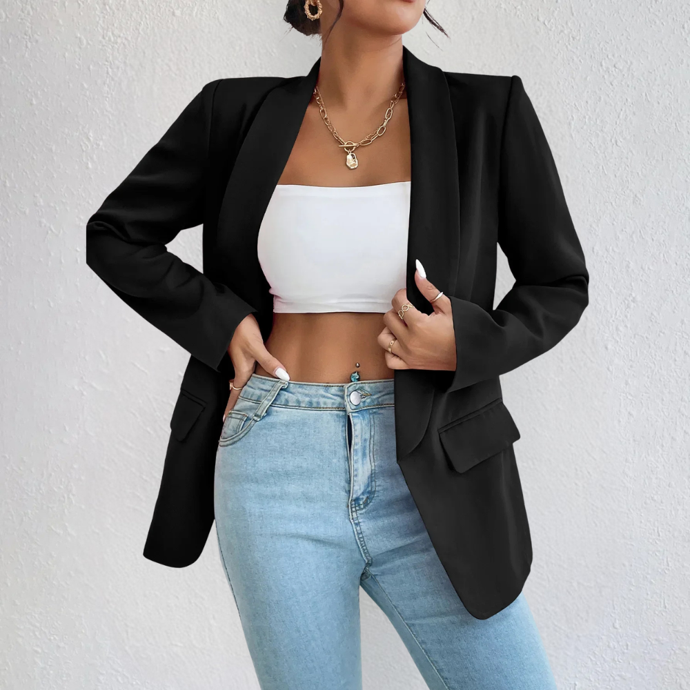 Women's Longline Blazer Open Front Long Sleeve - Work Office
