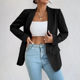 Women's Longline Blazer Open Front Long Sleeve - Work Office