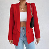 Women's Longline Blazer Open Front Long Sleeve - Work Office