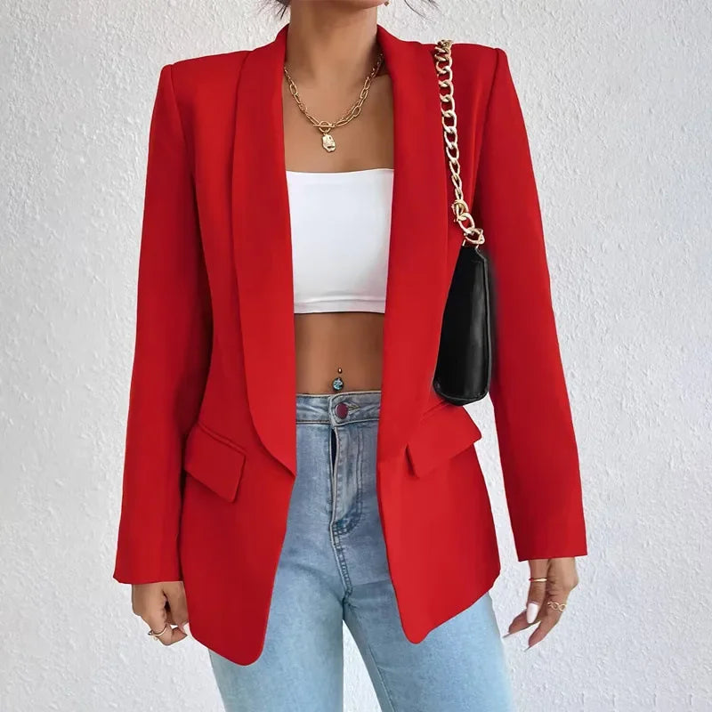 Women's Longline Blazer Open Front Long Sleeve - Work Office