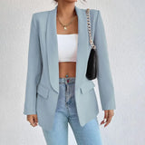 Women's Longline Blazer Open Front Long Sleeve - Work Office