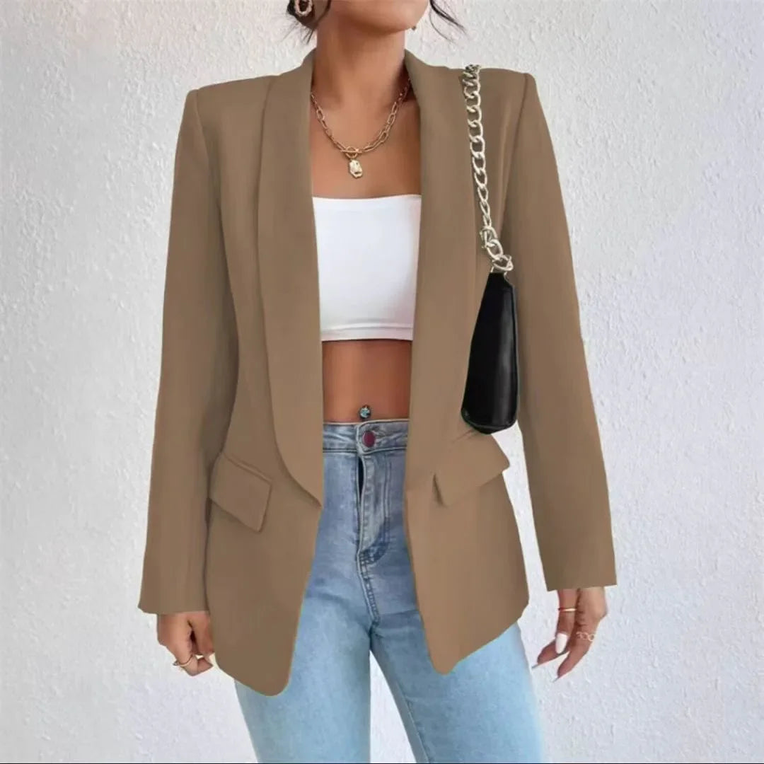Women's Longline Blazer Open Front Long Sleeve - Work Office